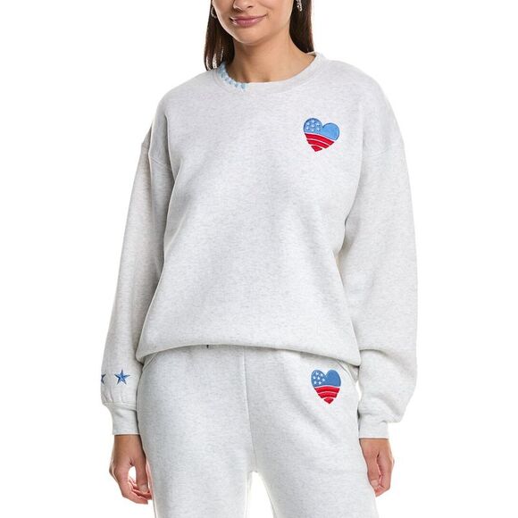 Vintage Havana Sweaters - Vintage Havana Womens  Usa Embroidered Surfwash Crewneck Sweatshirt, Gray